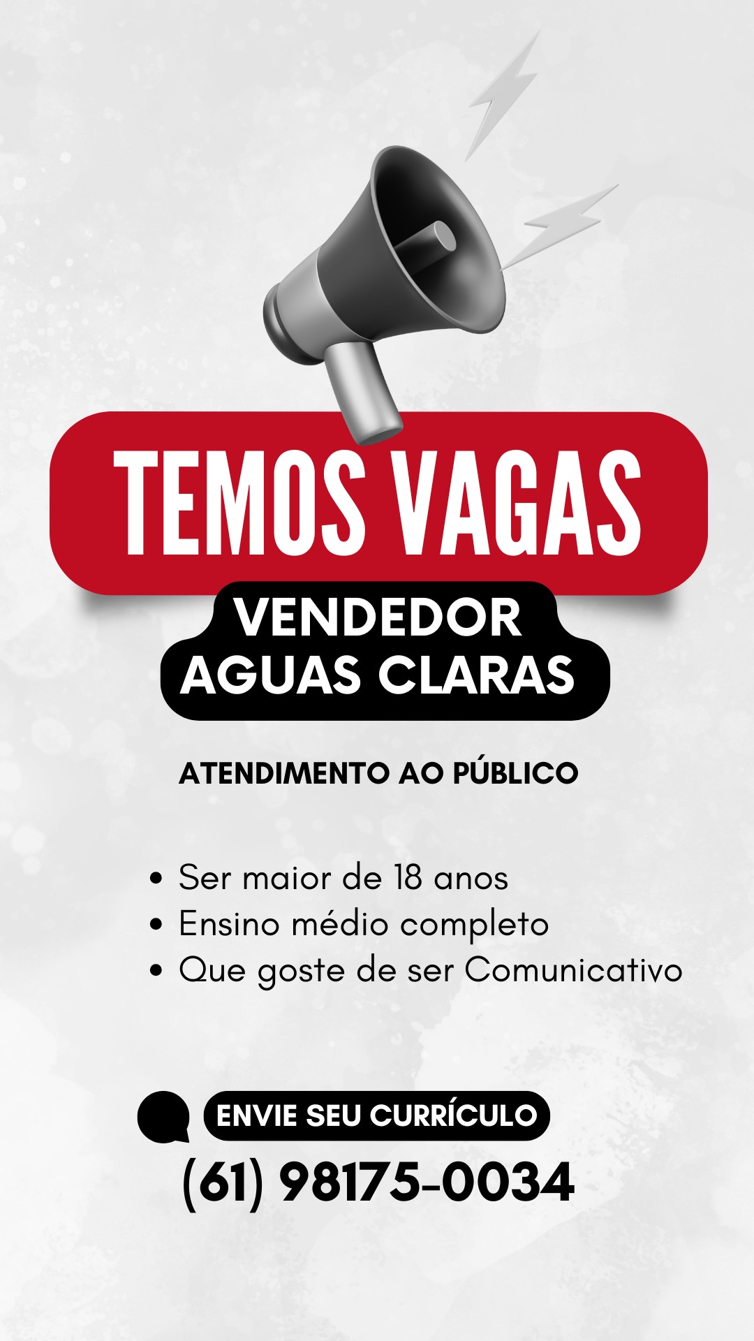Vaga de Emprego para vendedor