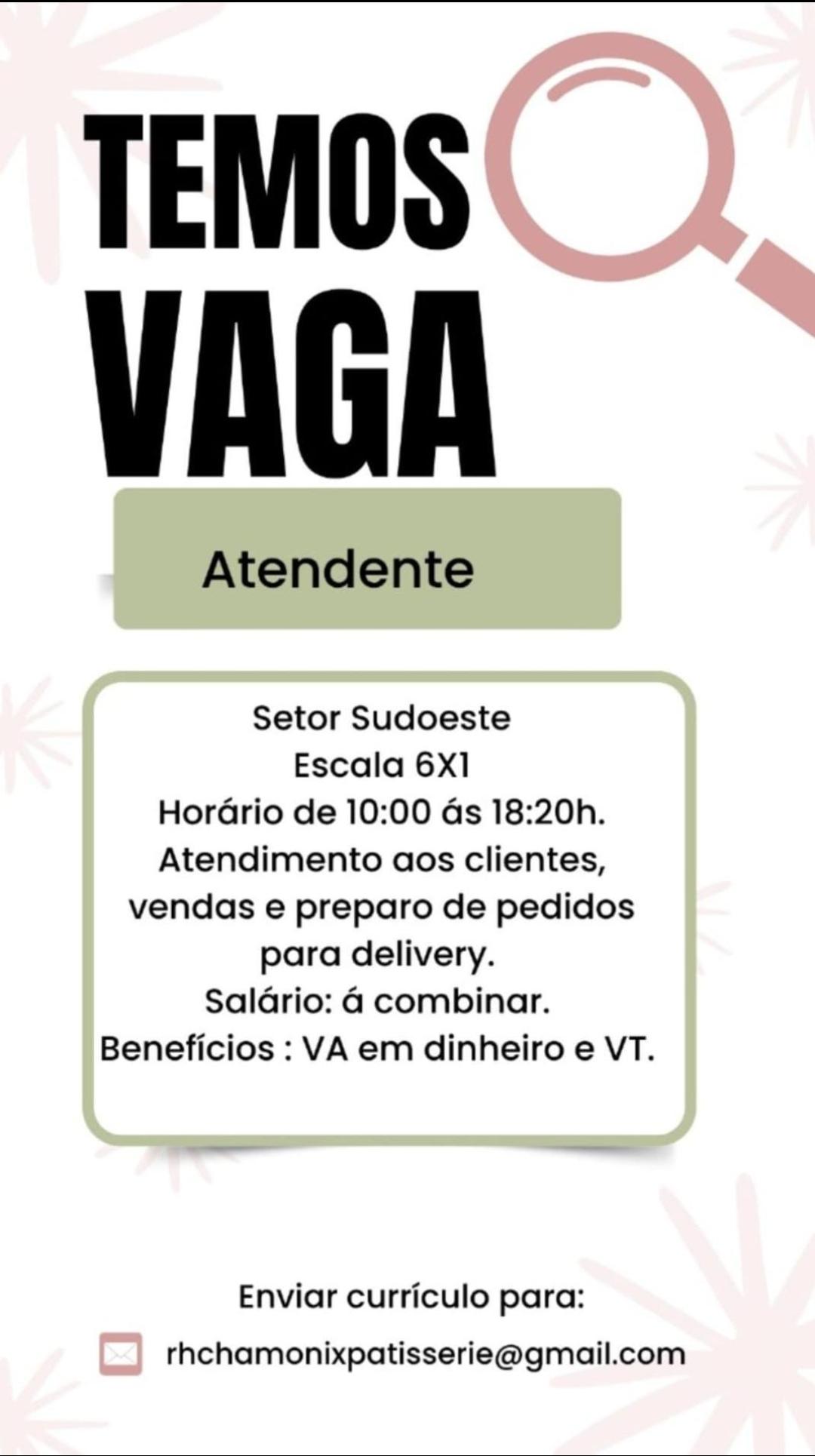 Vaga de emprego para Atendente